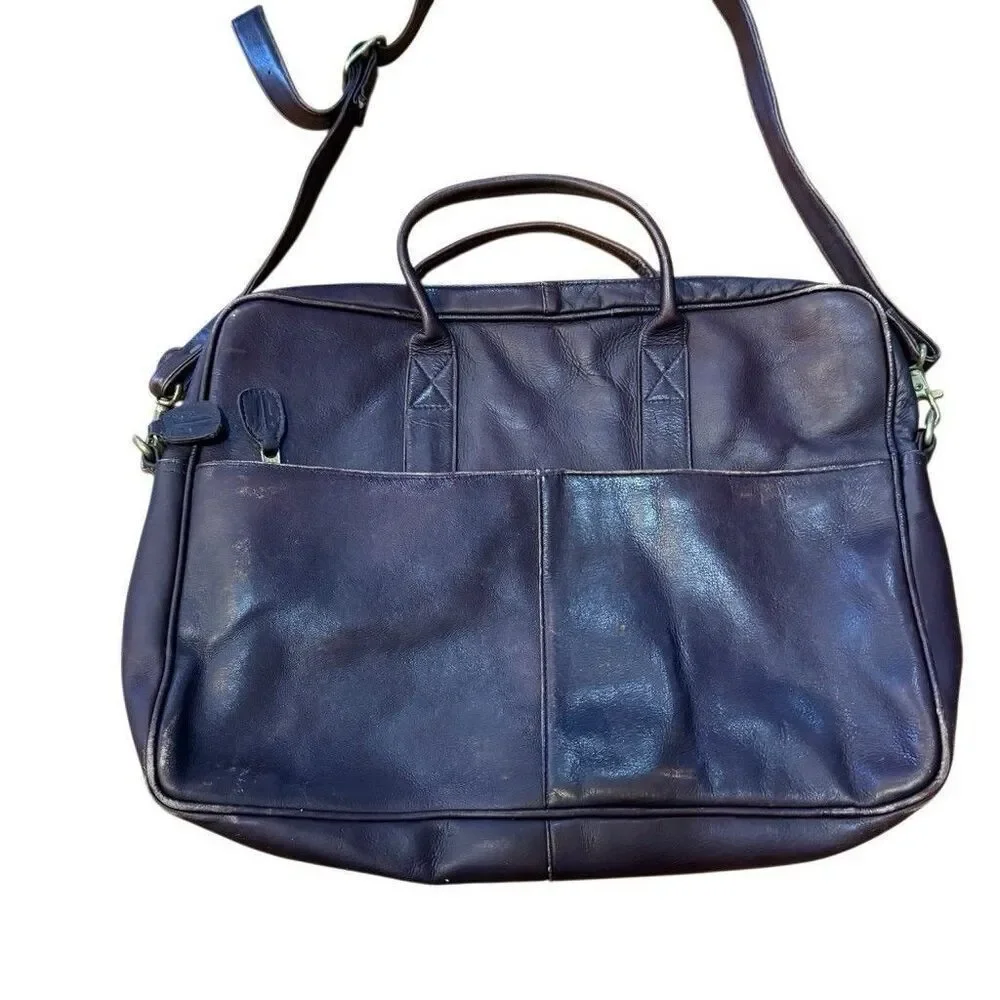 Frye Messenger Bag Leather Zip Work Briefcase in Brown Leather Distressed